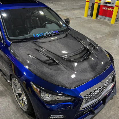 Q50 2014-24 Apex Style Carbon Fiber Hood